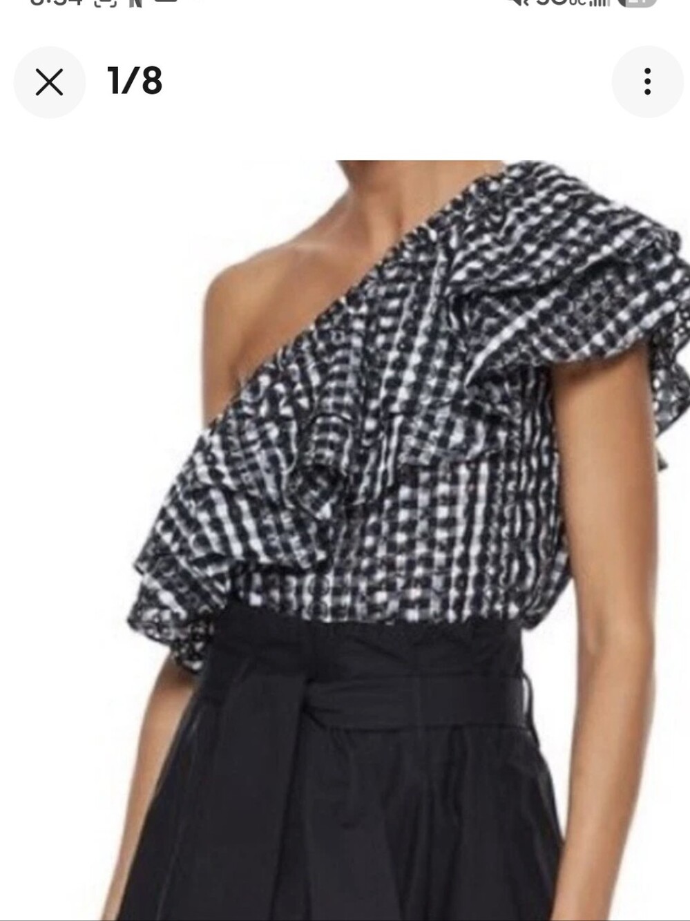 Rebecca Minkoff Black & White One-Shoulder Ruffle Camisole